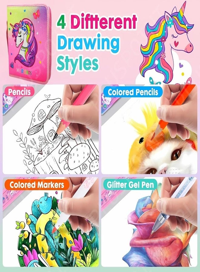 بلس بوينت مجموعة أدوات الرسم يونيكورن من بلس بوينت، 36 قطعة، للبنات، تتضمن أقلام تلوين، مجموعة تلوين ورسم للأطفال، أقلام رصاص، أقلام تلوين، أدوات مدرسية، هدايا عيد ميلاد للبنات، متعددة الألوان - Image 4